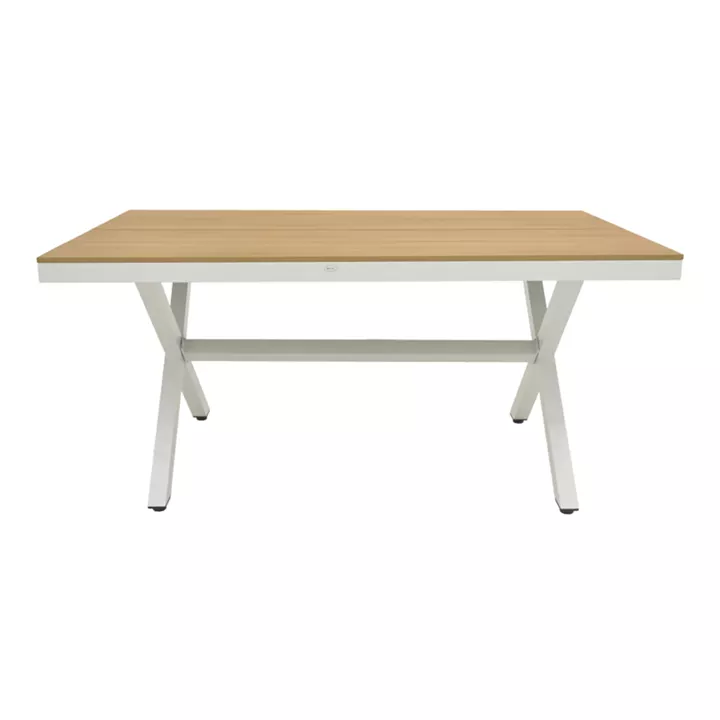 Thorio table pakoworld plywood in natural -aluminum in white shade 160x90x75cm