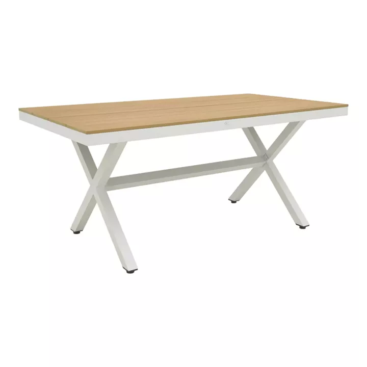 Thorio table pakoworld plywood in natural -aluminum in white shade 160x90x75cm