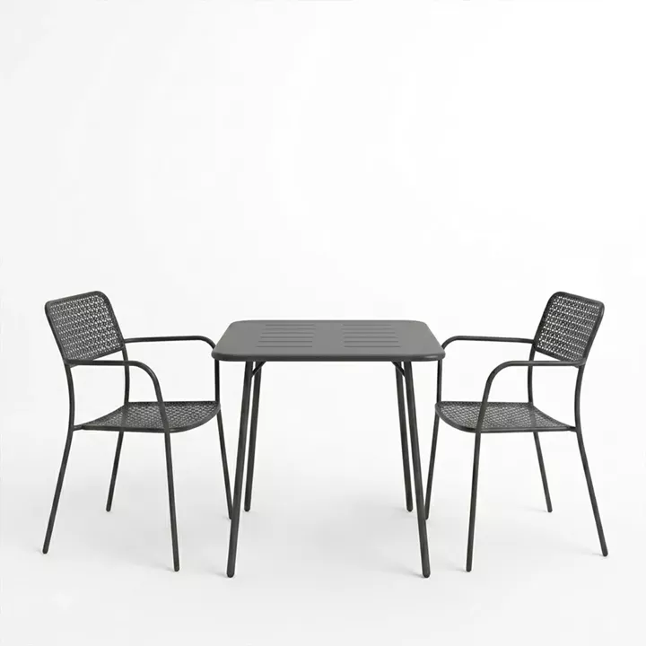 Τραπεζαρία Moraja Federal pakoworld σετ 3τεμ μαύρο μέταλλο 70x70x73εκ