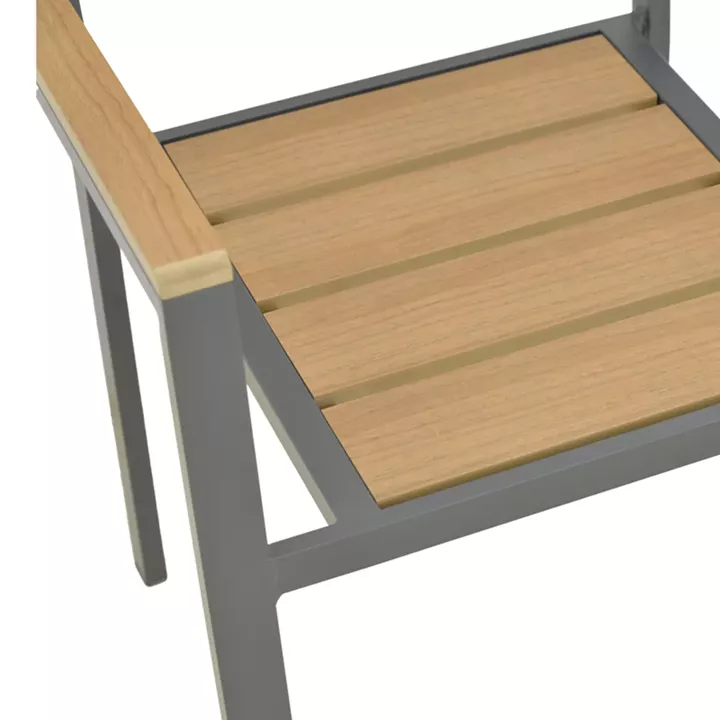 Πολυθρόνα Breze pakoworld στοιβαζόμενη plywood σε φυσική-αλουμίνιο σε ανθρακί απόχρωση 57.5x60x88εκ