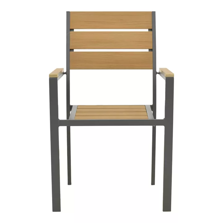 Πολυθρόνα Breze pakoworld στοιβαζόμενη plywood σε φυσική-αλουμίνιο σε ανθρακί απόχρωση 57.5x60x88εκ
