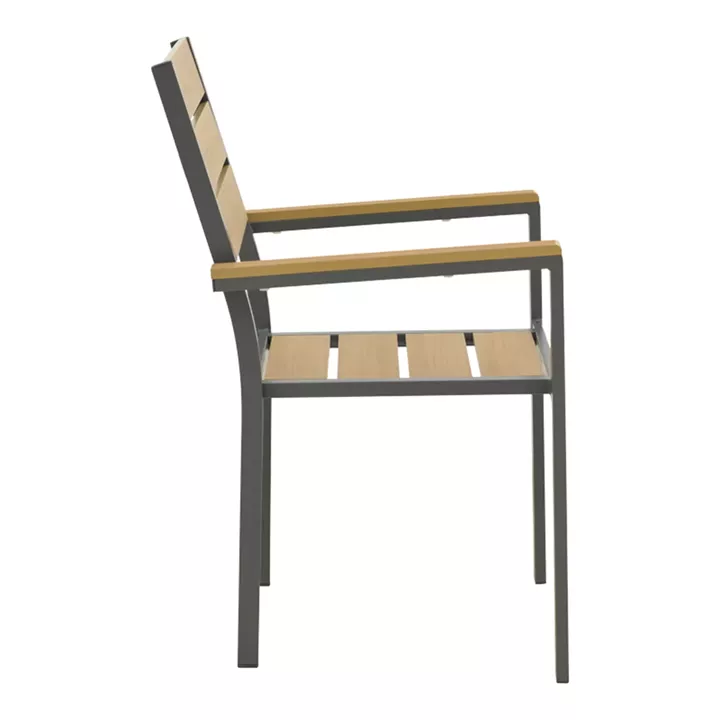 Πολυθρόνα Breze pakoworld στοιβαζόμενη plywood σε φυσική-αλουμίνιο σε ανθρακί απόχρωση 57.5x60x88εκ