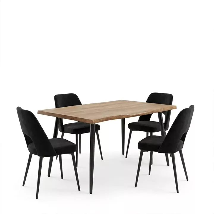 Τραπεζαρία με Καρέκλες Murde Μαύρο και Τραπέζι Neve Μαύρο 140x80x75εκ Σετ 5τεμ