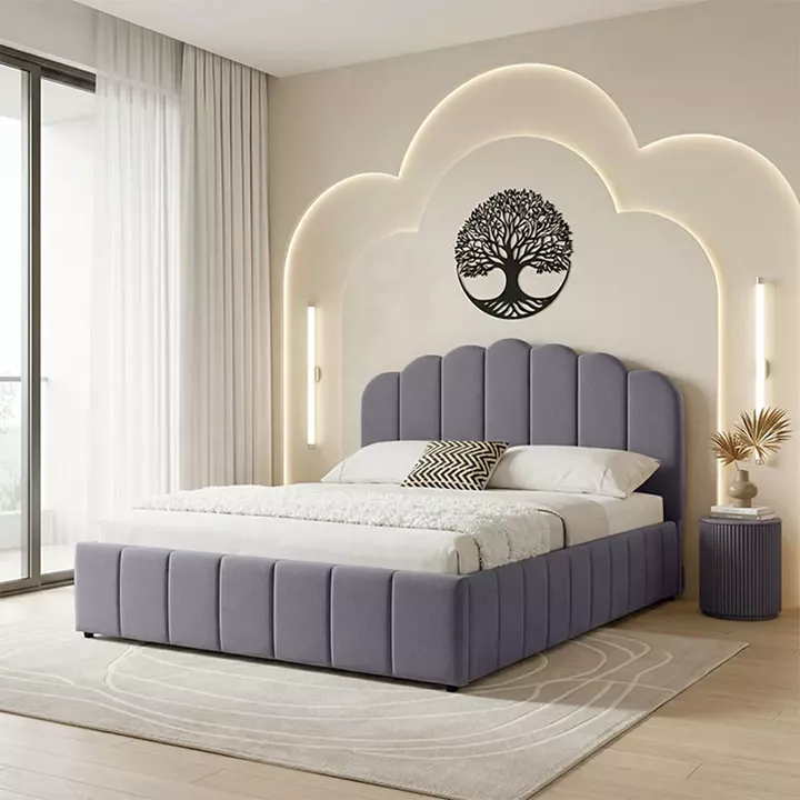 Κρεβάτι Tatiana pakoworld ύφασμα γκρι με αποθηκευτικό χώρο 120x200εκ