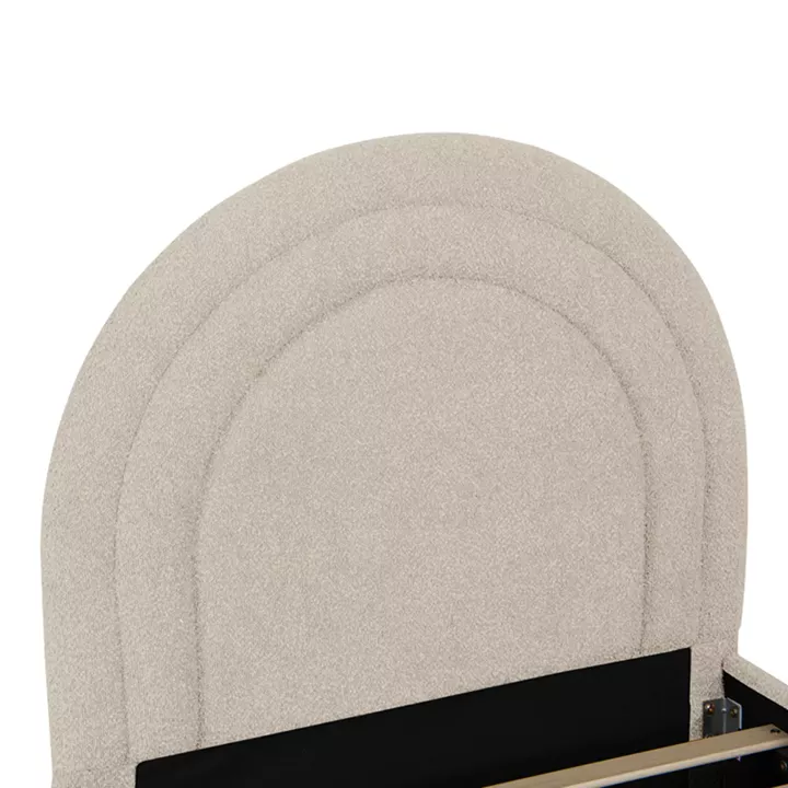 Κρεβάτι Arcuate pakoworld μπουκλέ υφασμα μπεζ με συρόμενο 90x200εκ