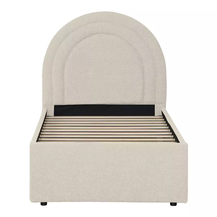 Κρεβάτι Arcuate pakoworld μπουκλέ υφασμα μπεζ με συρόμενο 90x200εκ