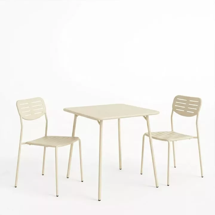 Τραπεζαρία Moraja Deraby I pakoworld σετ 3τεμ κρεμ μέταλλο 70x70x73εκ