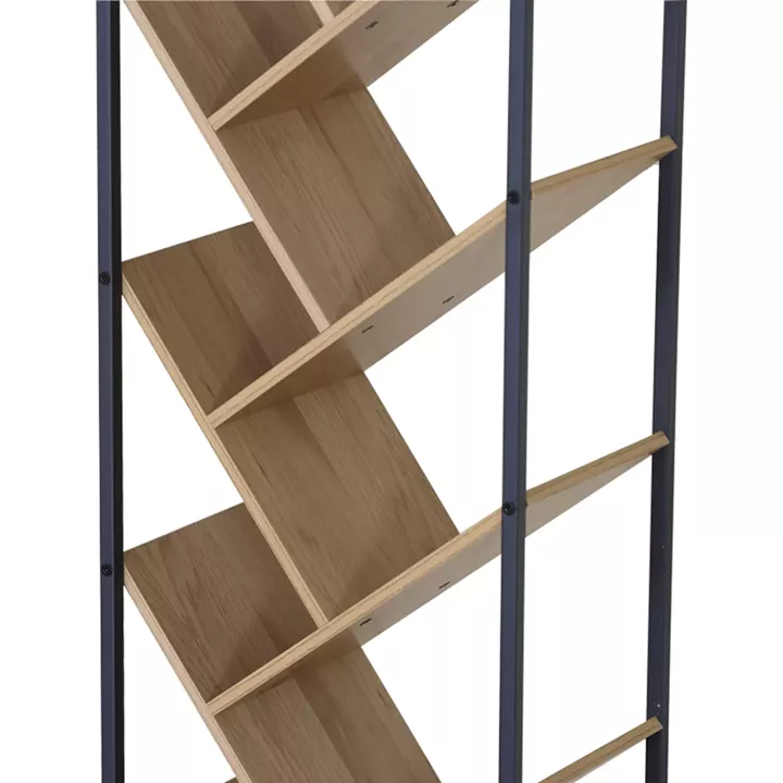 Βιβλιοθήκη Orunta pakoworld oak- μαύρο μέταλλο 40x26.5x150εκ