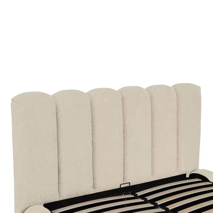 Κρεβάτι Nuvem pakoworld μπουκλέ υφασμα μπεζ με αποθηκευτικό χώρο 160x200εκ