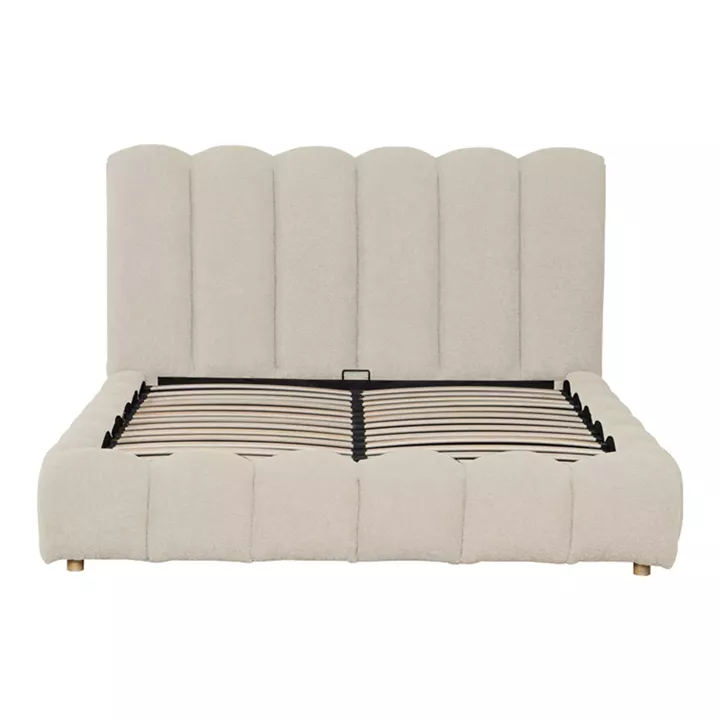 Κρεβάτι Nuvem pakoworld μπουκλέ υφασμα μπεζ με αποθηκευτικό χώρο 160x200εκ