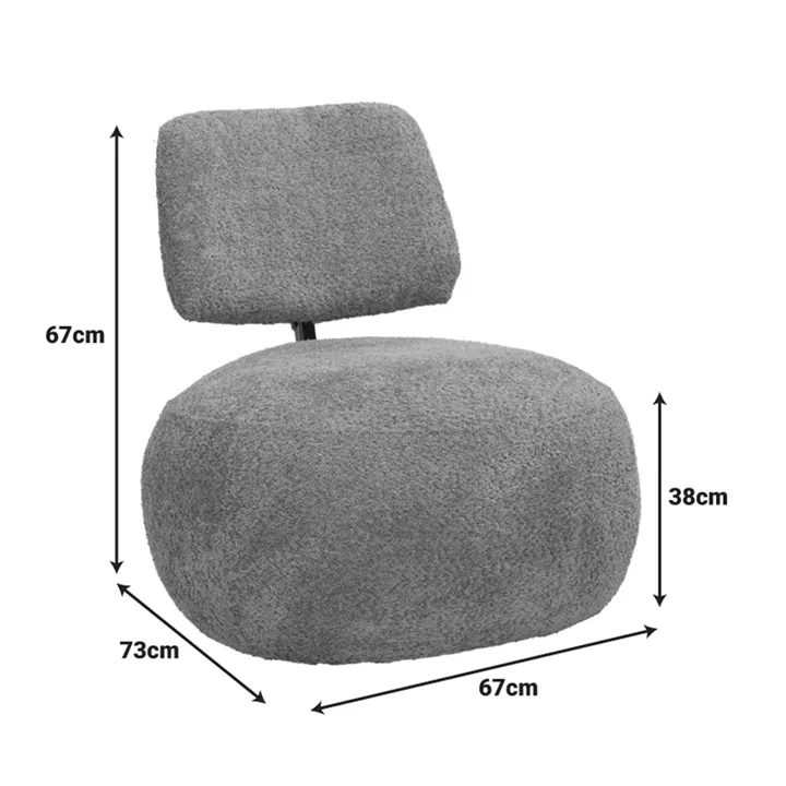 Πολυθρόνα Stonie pakoworld μπουκλέ ύφασμα ανθρακί 67x73x67εκ