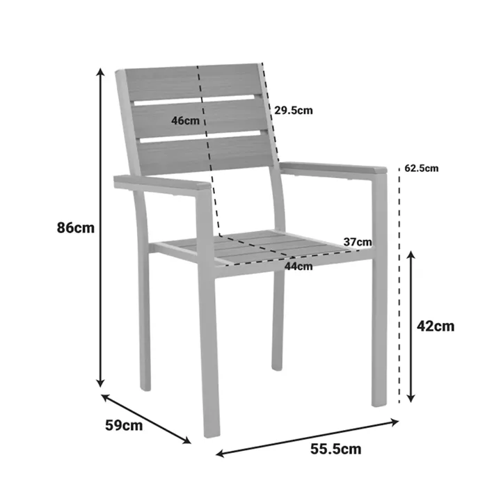 Breze pakoworld stackable armchair plywood in natural-aluminum in cappuccino shade 57.5x60x88cm