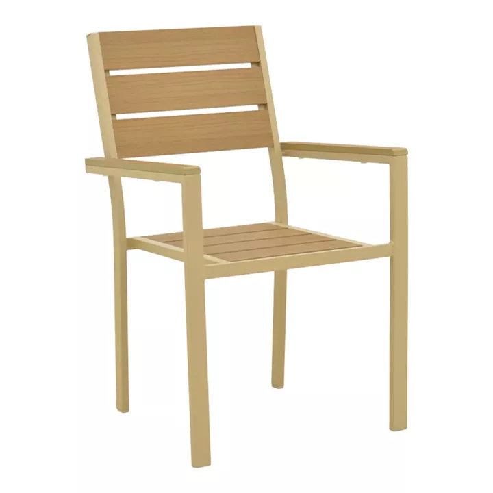 Breze pakoworld stackable armchair plywood in natural-aluminum in cappuccino shade 57.5x60x88cm