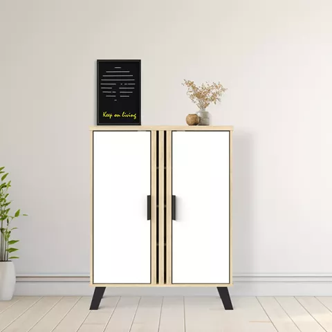 Παπουτσοθήκη-ντουλάπι Shoby pakoworld λευκό-sonoma 70.5x30x91εκ