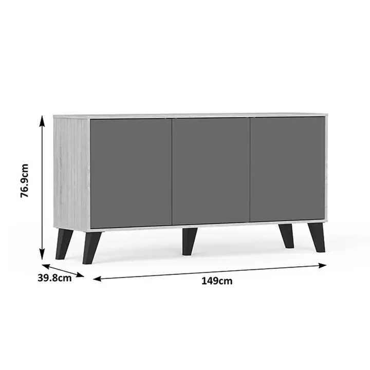 Μπουφές Billie pakoworld sonoma-ανθρακί149x40x77εκ