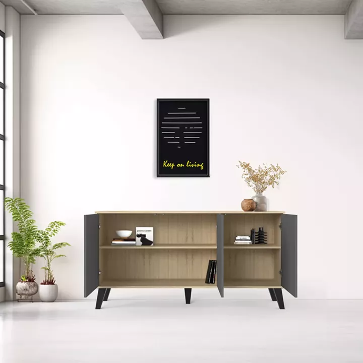 Μπουφές Billie pakoworld sonoma-ανθρακί149x40x77εκ