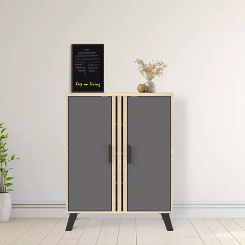 Παπουτσοθήκη-ντουλάπι Shoby pakoworld ανθρακί-sonoma 70.5x30x91εκ