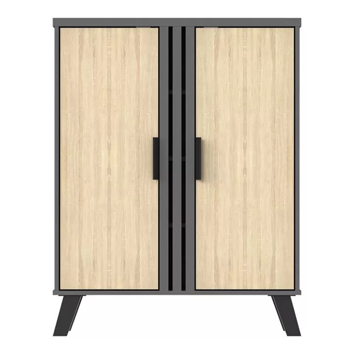 Παπουτσοθήκη-ντουλάπι Shoby pakoworld sonoma-ανθρακί 70.5x30x91εκ