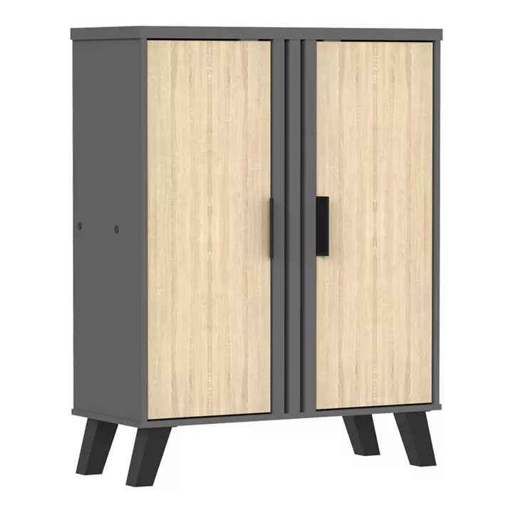 Παπουτσοθήκη-ντουλάπι Shoby pakoworld sonoma-ανθρακί 70.5x30x91εκ