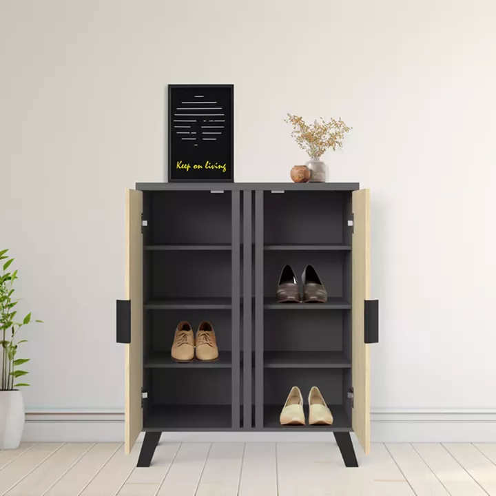 Παπουτσοθήκη-ντουλάπι Shoby pakoworld sonoma-ανθρακί 70.5x30x91εκ