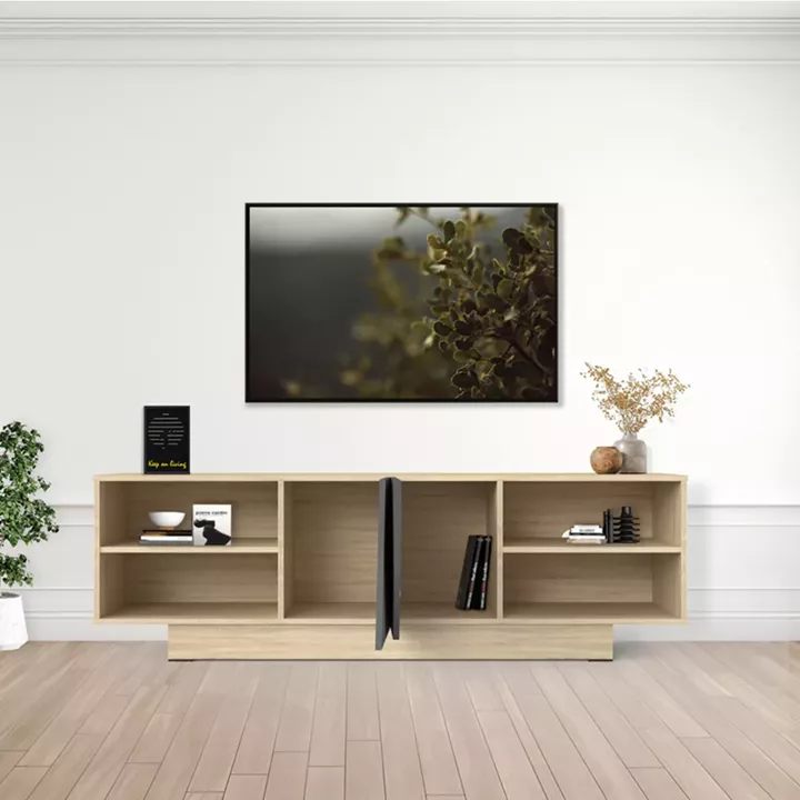Έπιπλο τηλεόρασης Stevie pakoworld sonoma-ανθρακί 160x40x50εκ
