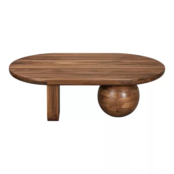 Coffee table Kane pakoworld solid acacia wood in walnut color 110x72x38cm