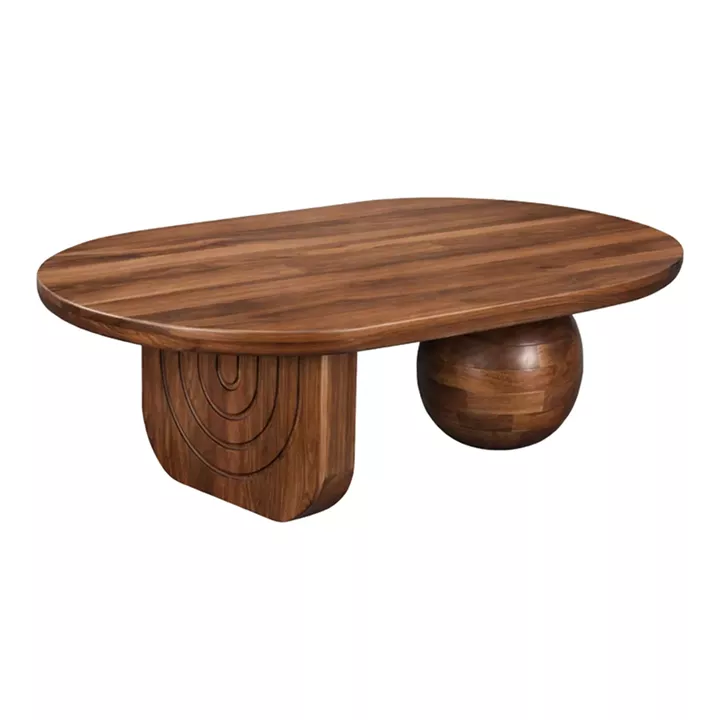 Coffee table Kane pakoworld solid acacia wood in walnut color 110x72x38cm