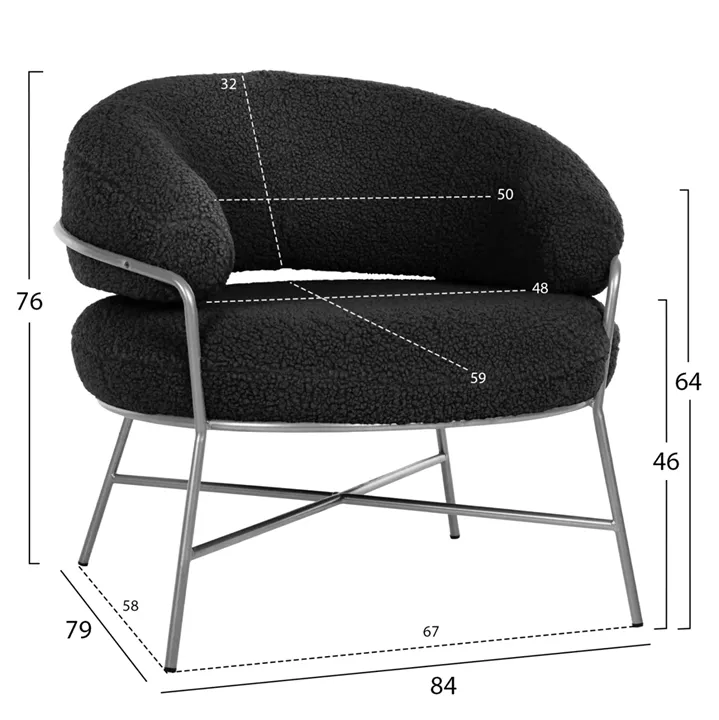 ΠΟΛΥΘΡΟΝΑ TRUDI HM8639.34 ΑΠΟ ΜΠΟΥΚΛΕ ΜΑΥΡΟ ΜΕ ΑΣΗΜΙ  ΣΚΕΛΕΤΟ 84x79x76Υ εκ.