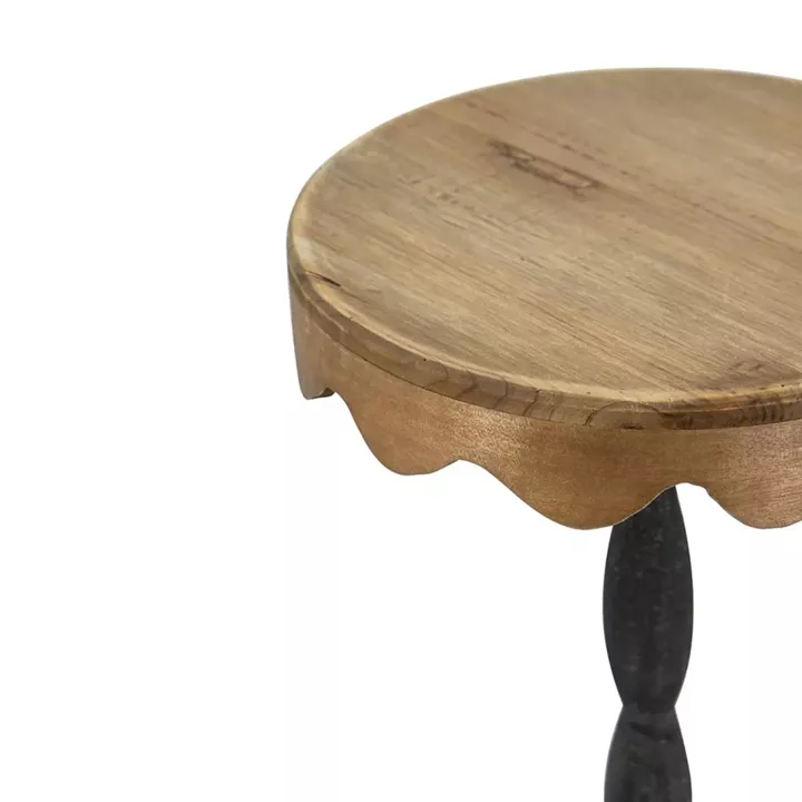 Artekko Solis Καφέ Βοηθητικό Τραπέζι από Ξύλο Ελάτης με Μαύρη Μεταλλική Βάση (26.3x26.3x64.5)cm