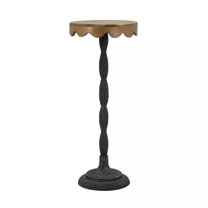 Artekko Solis Καφέ Βοηθητικό Τραπέζι από Ξύλο Ελάτης με Μαύρη Μεταλλική Βάση (26.3x26.3x64.5)cm