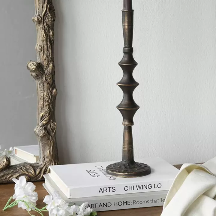 Artekko Solis Μεταλλικό Κηροπήγιο Μαύρο με Χρυσό (10x10x35)cm