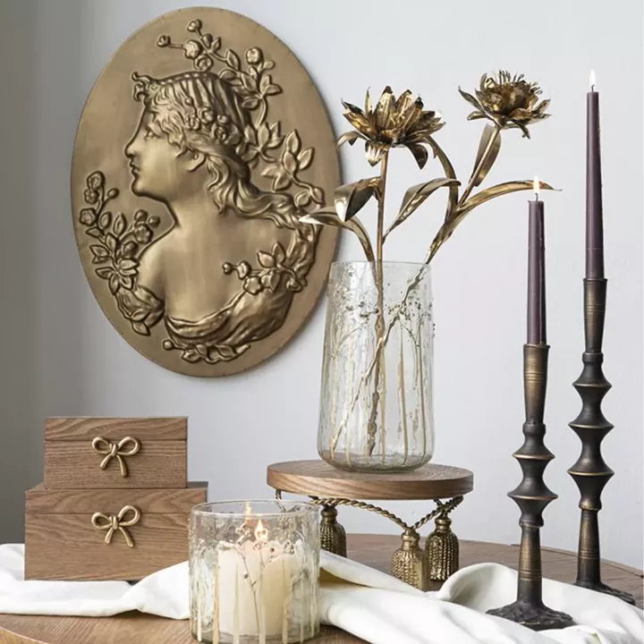 Artekko Solis Μεταλλικό Κηροπήγιο Μαύρο με Χρυσό (9x9x28.5)cm