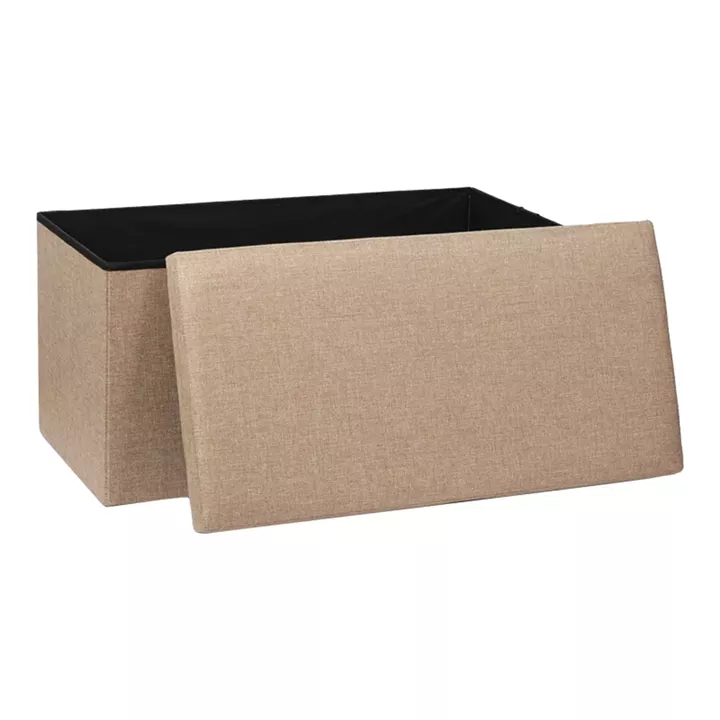 Stool-trunk Greatness pakoworld fabric beige-brown 76x38x38cm