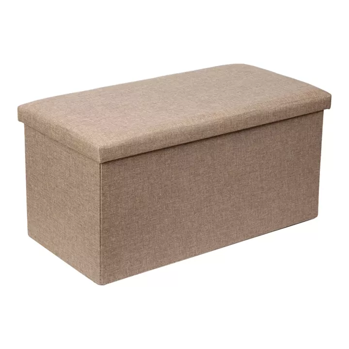 Stool-trunk Greatness pakoworld fabric beige-brown 76x38x38cm