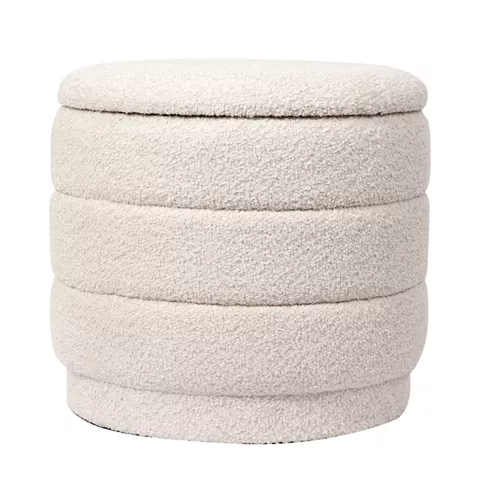 Σκαμπό-μπαούλο Bettia pakoworld μπουκλέ ιβουάρ Φ41x38.5εκ