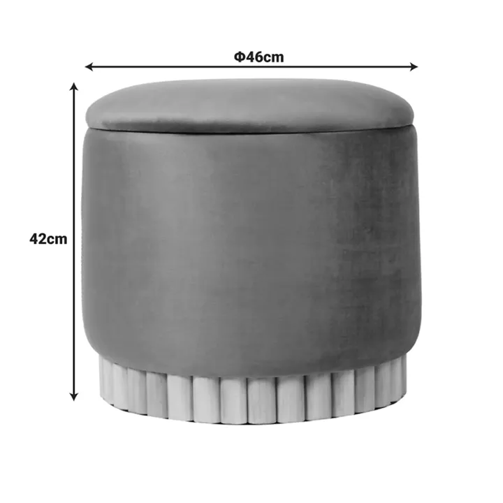 Stool-trunk Terina pakoworld cream velvet D46x42cm