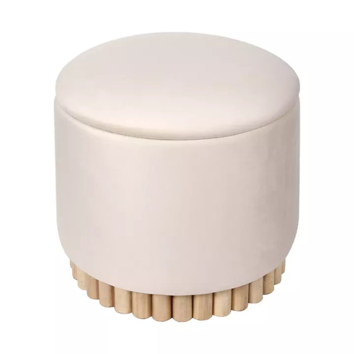 Stool-trunk Terina pakoworld cream velvet D46x42cm