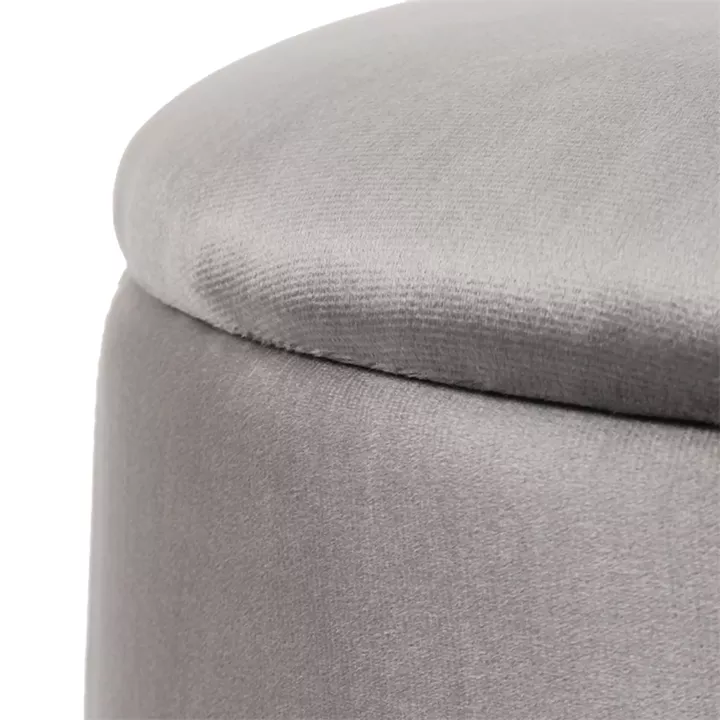 Σκαμπό-μπαούλο Terina pakoworld βελούδο γκρι Φ46x42εκ