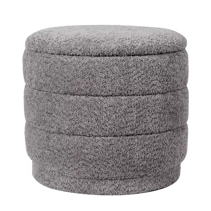 Stool-trunk Bettia pakoworld teddy fabric grey D41x38.5cm