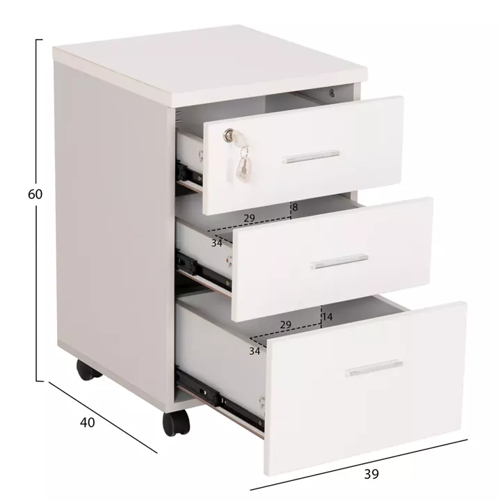 ΣΥΡΤΑΡΙΕΡΑ ΓΡΑΦΕΙΟΥ ΜΕ ΚΛΕΙΔΑΡΙΑ VANCE HM2159 ΛΕΥΚΗ ΜΕΛΑΜΙΝΗ-ΡΟΔΑΚΙΑ 39x40x60Υεκ.