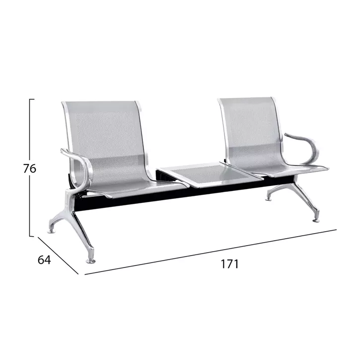 ΠΑΓΚΑΚΙ Τ.ΑΕΡΟΔΡΟΜΙΟΥ 2ΘΕΣΙΟ+ΤΡΑΠΕΖΙ AVIATOR HM18402 ΜΕΤΑΛΛΟ MESH ΓΚΡΙ 171x64x76Υεκ