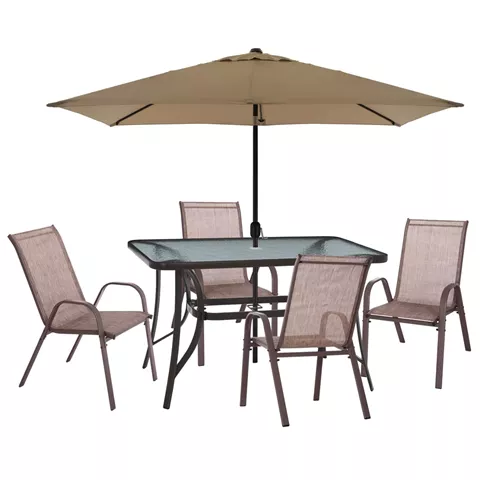 ΣΕΤ ΤΡΑΠΕΖΑΡΙΑΣ 6ΤΜΧ ΕΞΩΤ.ΧΩΡΟΥ BRAVO HM11543.02 ΤΡΑΠΕΖΙ-ΟΜΠΡΕΛΑ-4 ΠΟΛΥΘΡΟΝΕΣ--ΚΑΦΕ