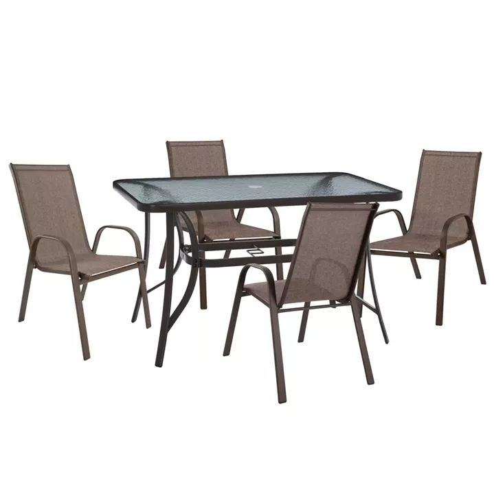 OUTDOOR DINING SET 5PCS BRAVO HM10900.12---TABLE & 4 CHAIRS 120x70cm -BROWN