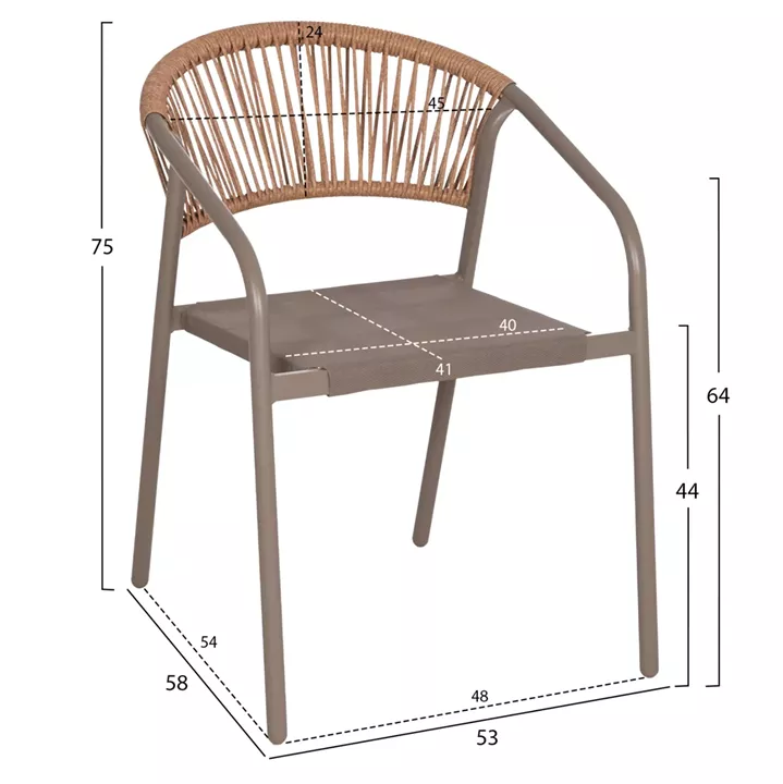 OUTDOOR DINING SET 5PCS ADAM HM10727.04 METAL CHAIRS & TABLE 110x60cm CHAMPAGNE