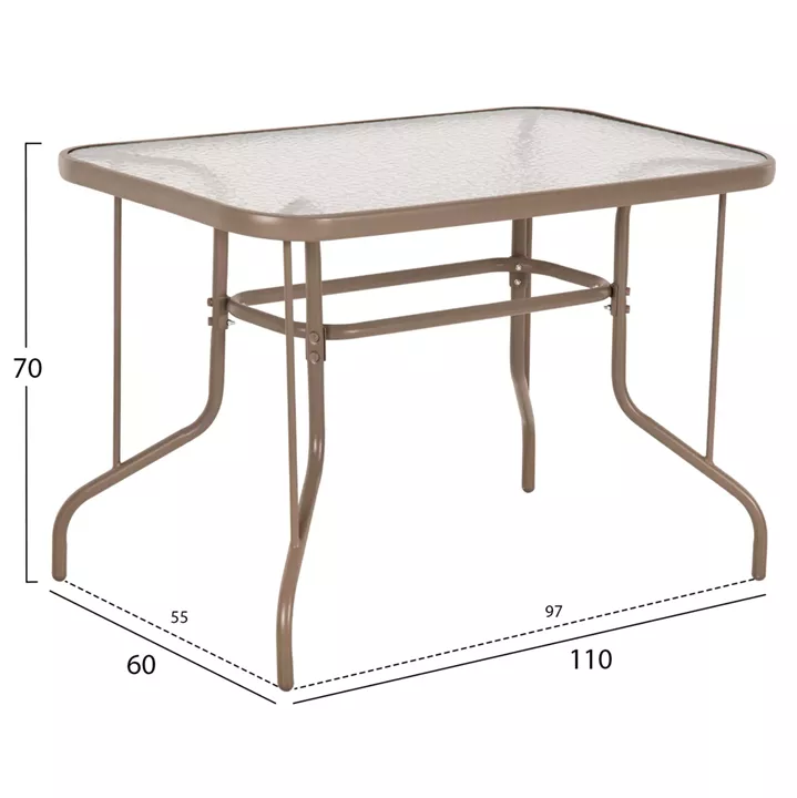 OUTDOOR DINING SET 5PCS ADAM HM10727.04 METAL CHAIRS & TABLE 110x60cm CHAMPAGNE