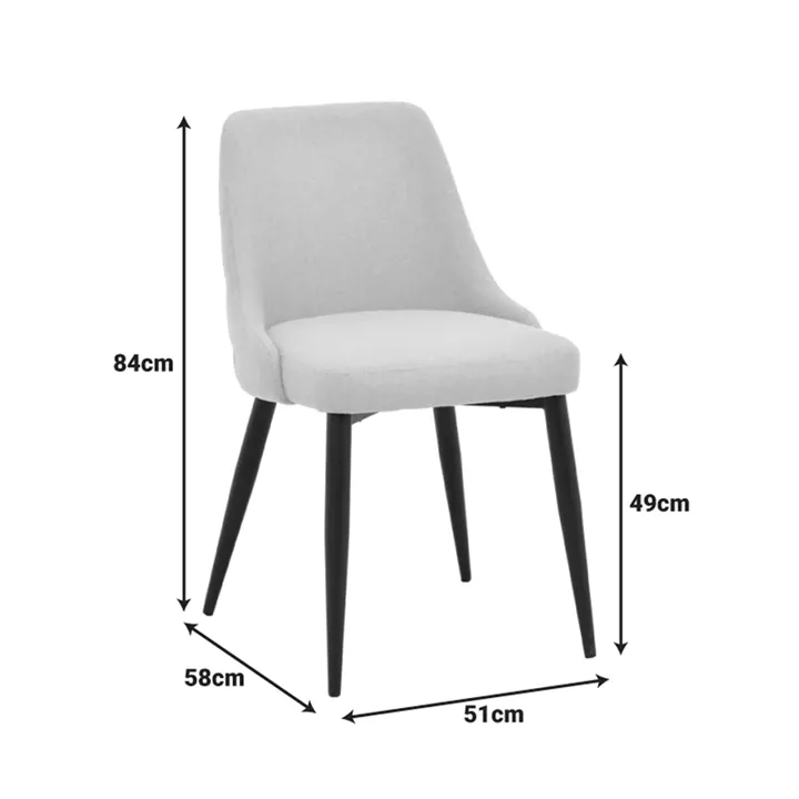 Zedna chair pakoworld anthracite fabric with black metal legs 51x58x84cm