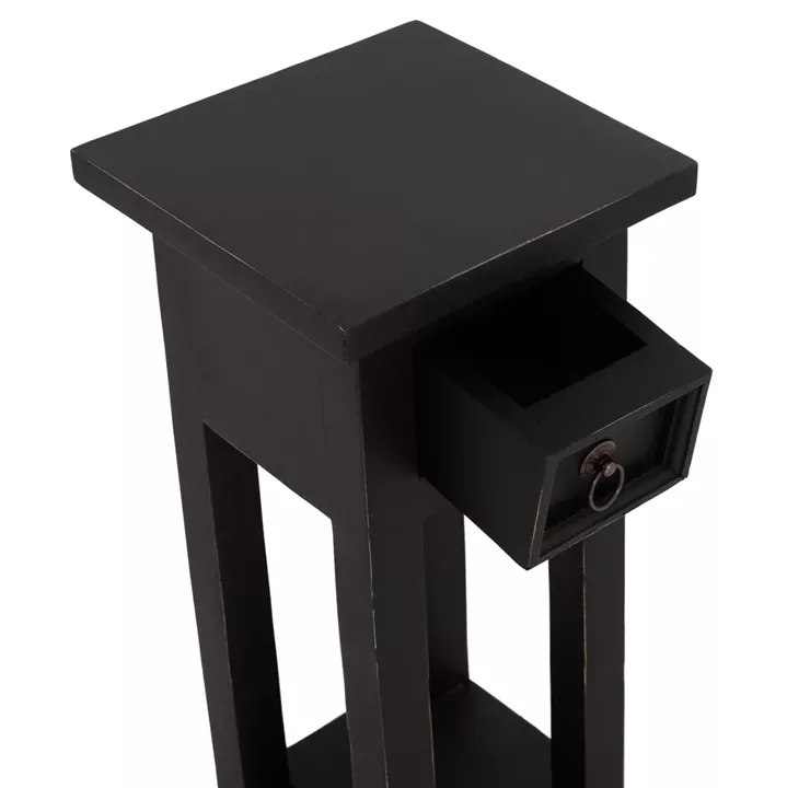 ΒΟΗΘΗΤΙΚΟ ΤΡΑΠΕΖΑΚΙ RAMU HM9484.02 ΑΠΟ ΜΑΟΝΙ ΞΥΛΟ ΜΑΥΡΟ ΜΕ ΣΥΡΤΑΡΑΚΙ 25x25x66,5Υεκ