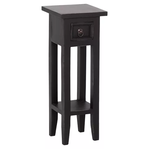 SIDE TABLE RAMU HM9484.02 MAHOGANY WOOD WITH A DRAWER IN BLACK 25x25x66,5Hcm.