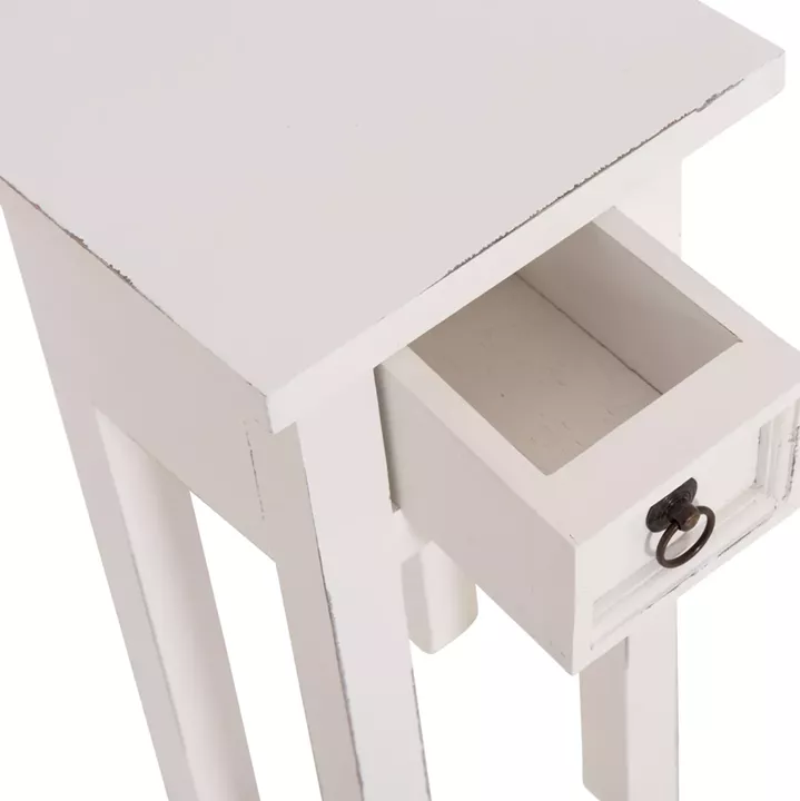 ΒΟΗΘΗΤΙΚΟ ΤΡΑΠΕΖΑΚΙ RAMU HM9484.03 ΑΠΟ ΜΑΟΝΙ ΞΥΛΟ ΛΕΥΚΟ ΜΕ ΣΥΡΤΑΡΑΚΙ 25x25x66,5Υεκ