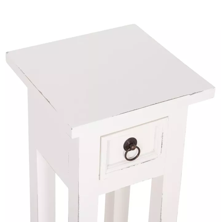 ΒΟΗΘΗΤΙΚΟ ΤΡΑΠΕΖΑΚΙ RAMU HM9484.03 ΑΠΟ ΜΑΟΝΙ ΞΥΛΟ ΛΕΥΚΟ ΜΕ ΣΥΡΤΑΡΑΚΙ 25x25x66,5Υεκ